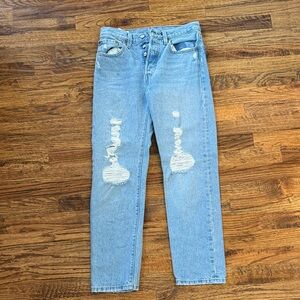 Levi’s Women’s Stylish Light Blue Distressed Jeans